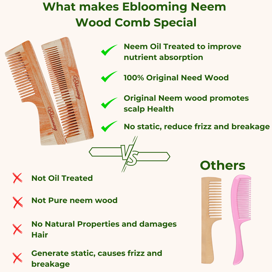 Eblooming Neem Wooden Comb