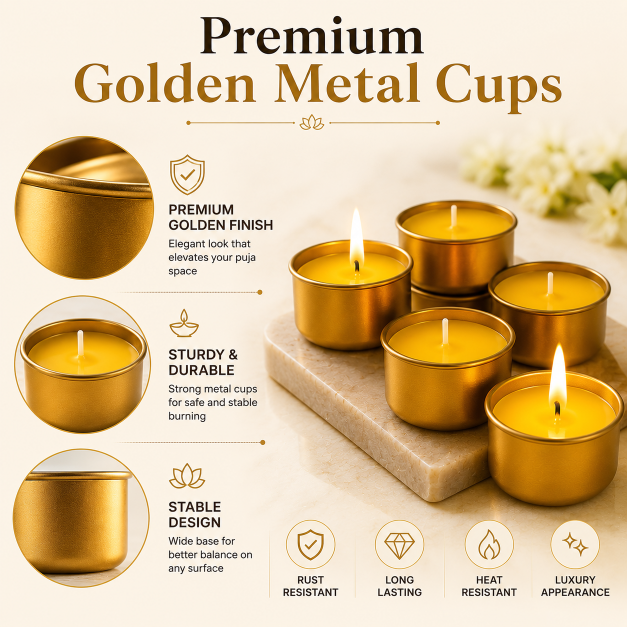 Premium Golden Ghee Diyas