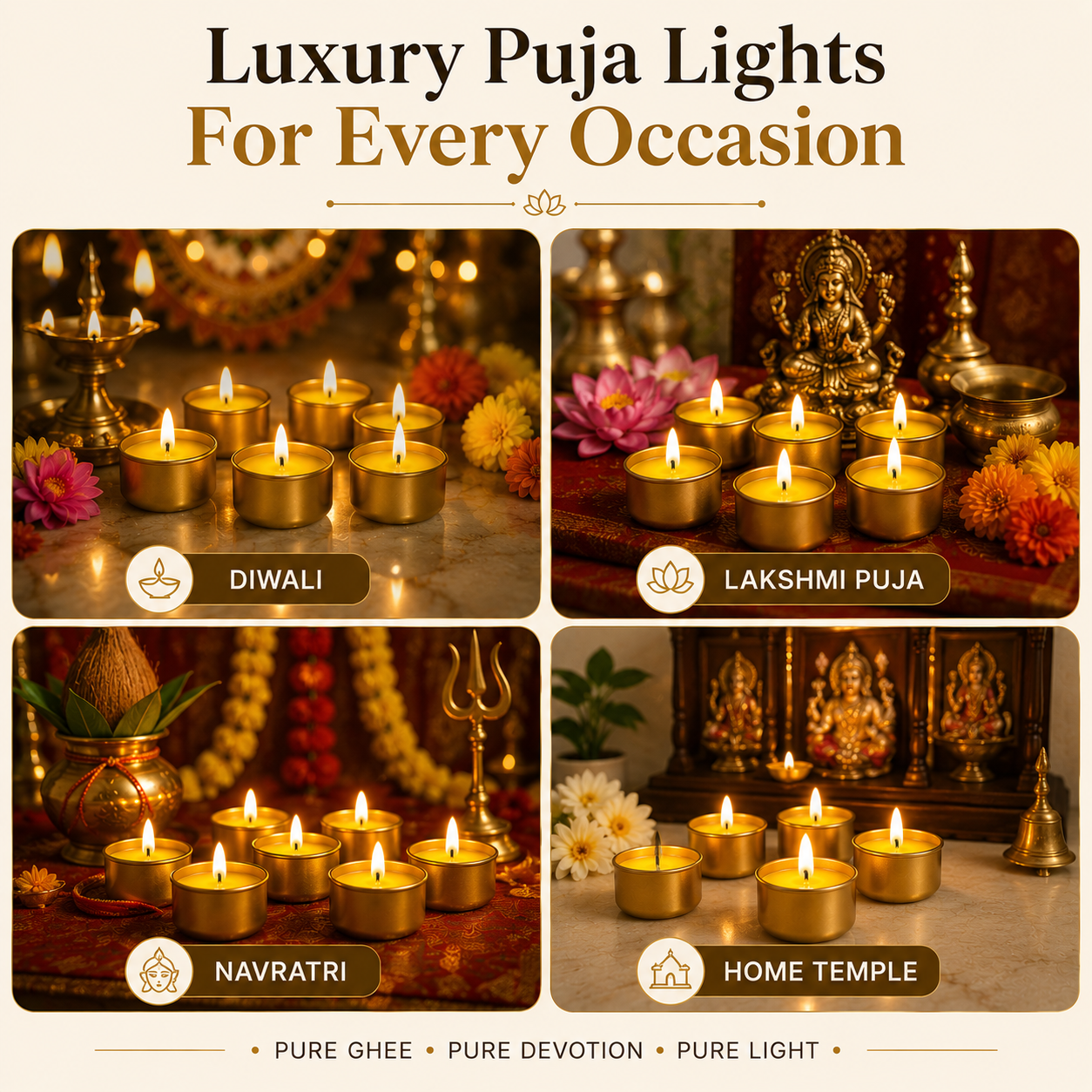 Premium Golden Ghee Diyas