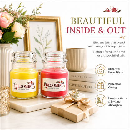 Lemongrass & Rose Fragrance Glass Jar Candles Pack of 2