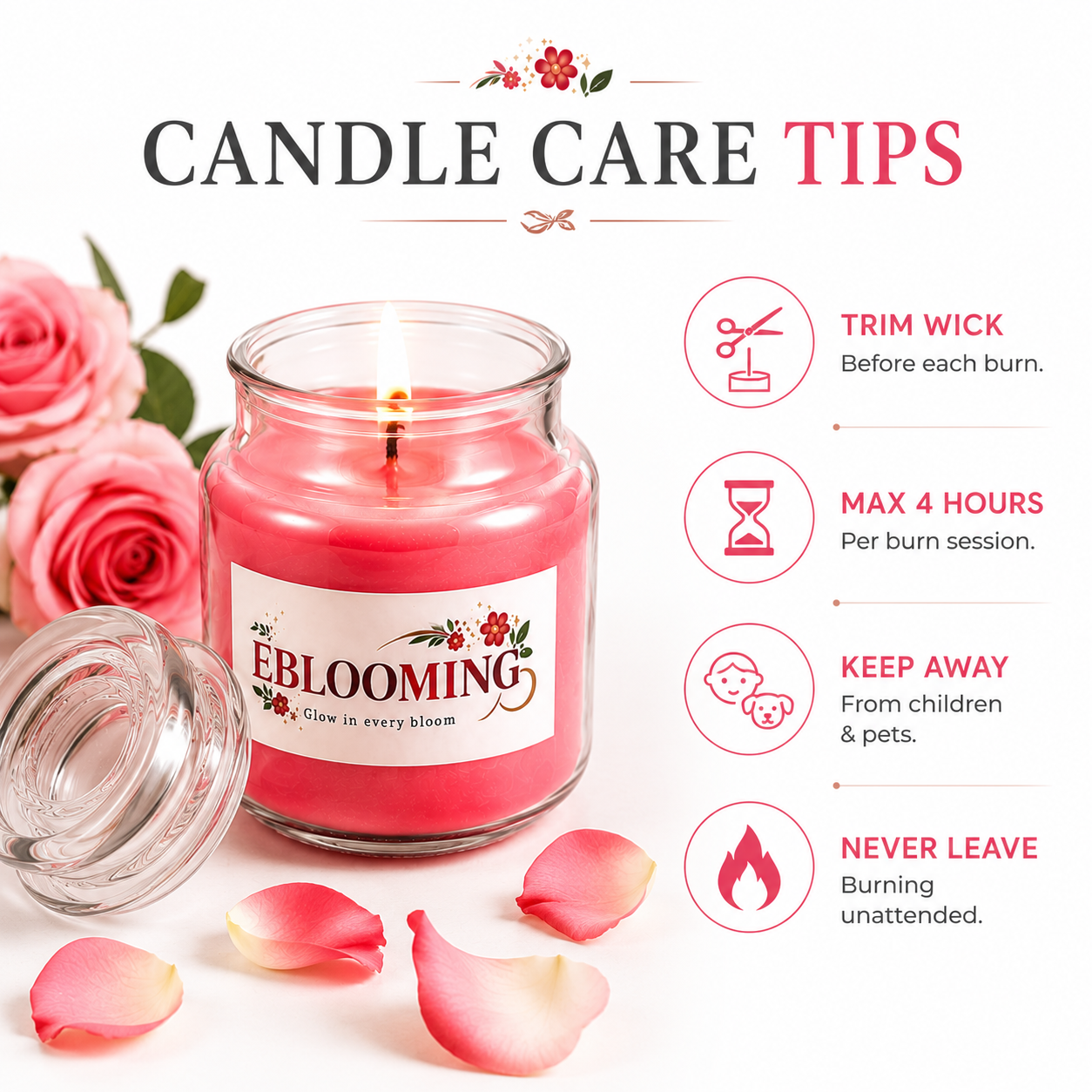 Lemongrass & Rose Fragrance Glass Jar Candles Pack of 2