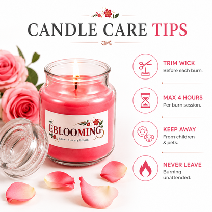 Lemongrass & Rose Fragrance Glass Jar Candles Pack of 2