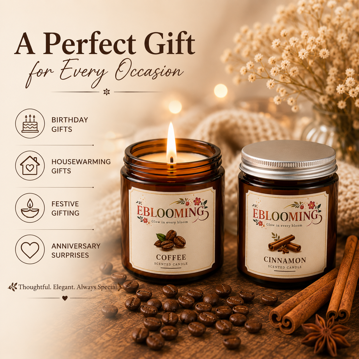 Coffee & Cinnamon Scented Candles Pack of 2