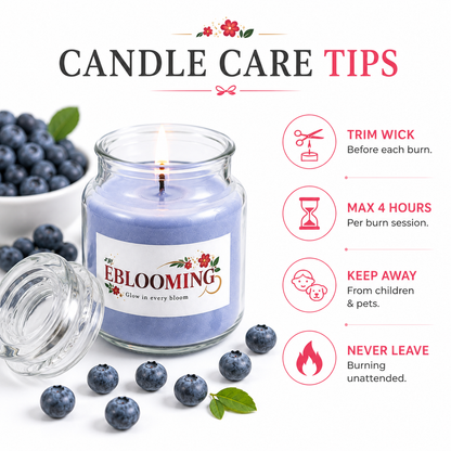 Blueberry & Strawberry Fragrance Glass Jar Candles Pack of 2