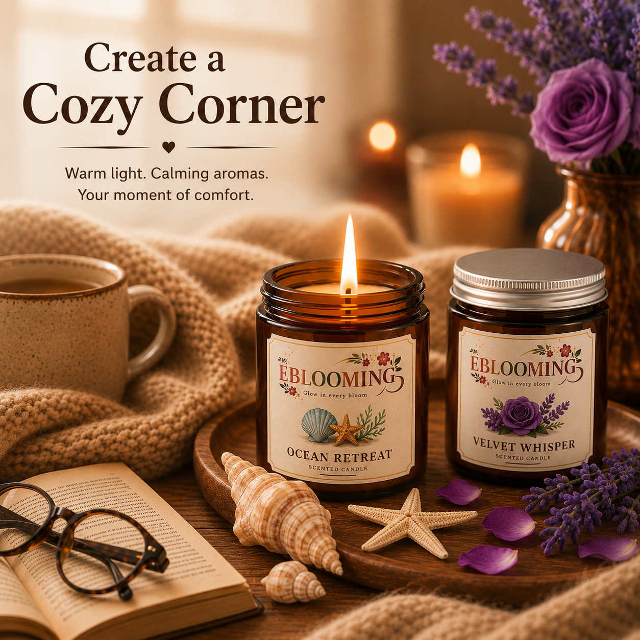 Ocean Retreat & Velvet Whisper Scented Candles Pack of 2