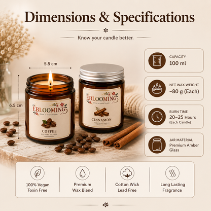 Coffee & Cinnamon Scented Candles Pack of 2