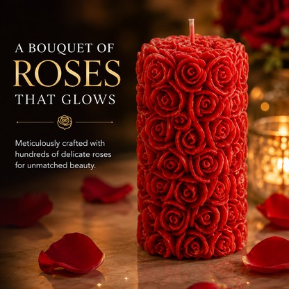 Red Rose Pillar Candles Pack of 2