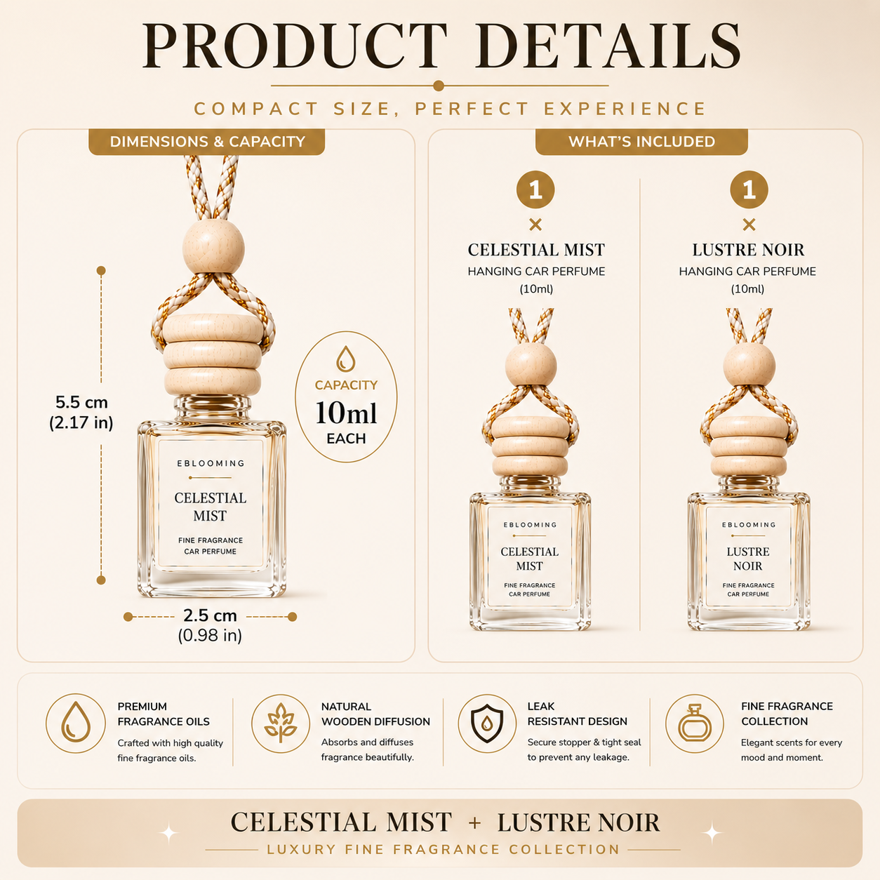 Celestial Mist & Lustre Noir Hanging Fragrance Diffuser Pack of 2