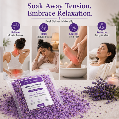 Lavender Chamomile Epsom Bath Salt for Relaxing Bath, 400g