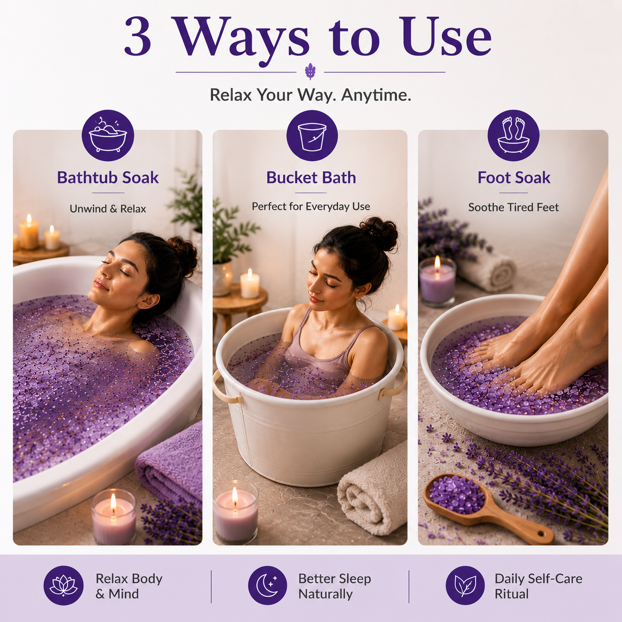 Lavender Chamomile Epsom Bath Salt for Relaxing Bath, 400g