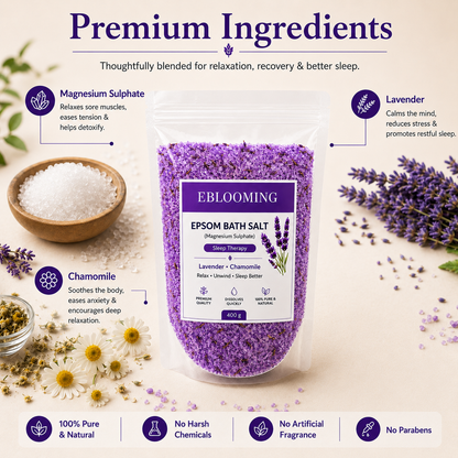 Lavender Chamomile Epsom Bath Salt for Relaxing Bath, 400g