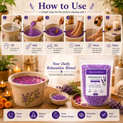 Lavender Chamomile Epsom Bath Salt for Relaxing Bath, 400g