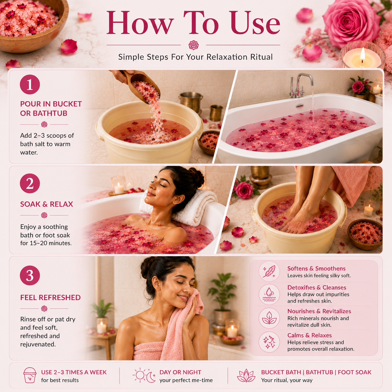 Rose Petal Epsom Bath Salt with Himalayan Pink Salt, 400g