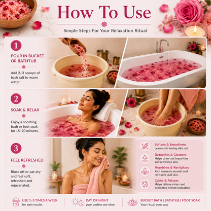 Rose Petal Epsom Bath Salt with Himalayan Pink Salt, 400g