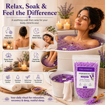 Lavender Chamomile Epsom Bath Salt for Relaxing Bath, 400g