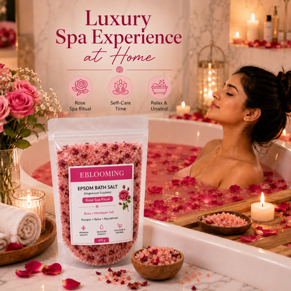 Rose Petal Epsom Bath Salt with Himalayan Pink Salt, 400g