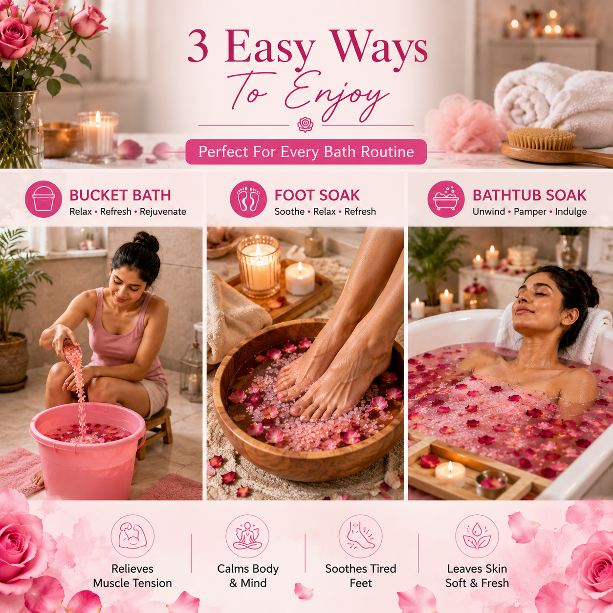 Rose Petal Epsom Bath Salt with Himalayan Pink Salt, 400g