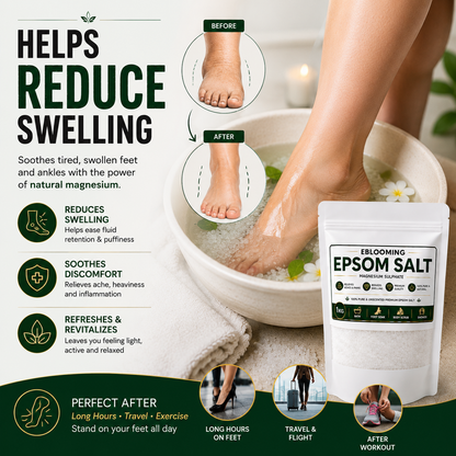 Pure Unscented Epsom Bath Salt for Foot Soak, Spa & Muscle Relaxation, 1kg