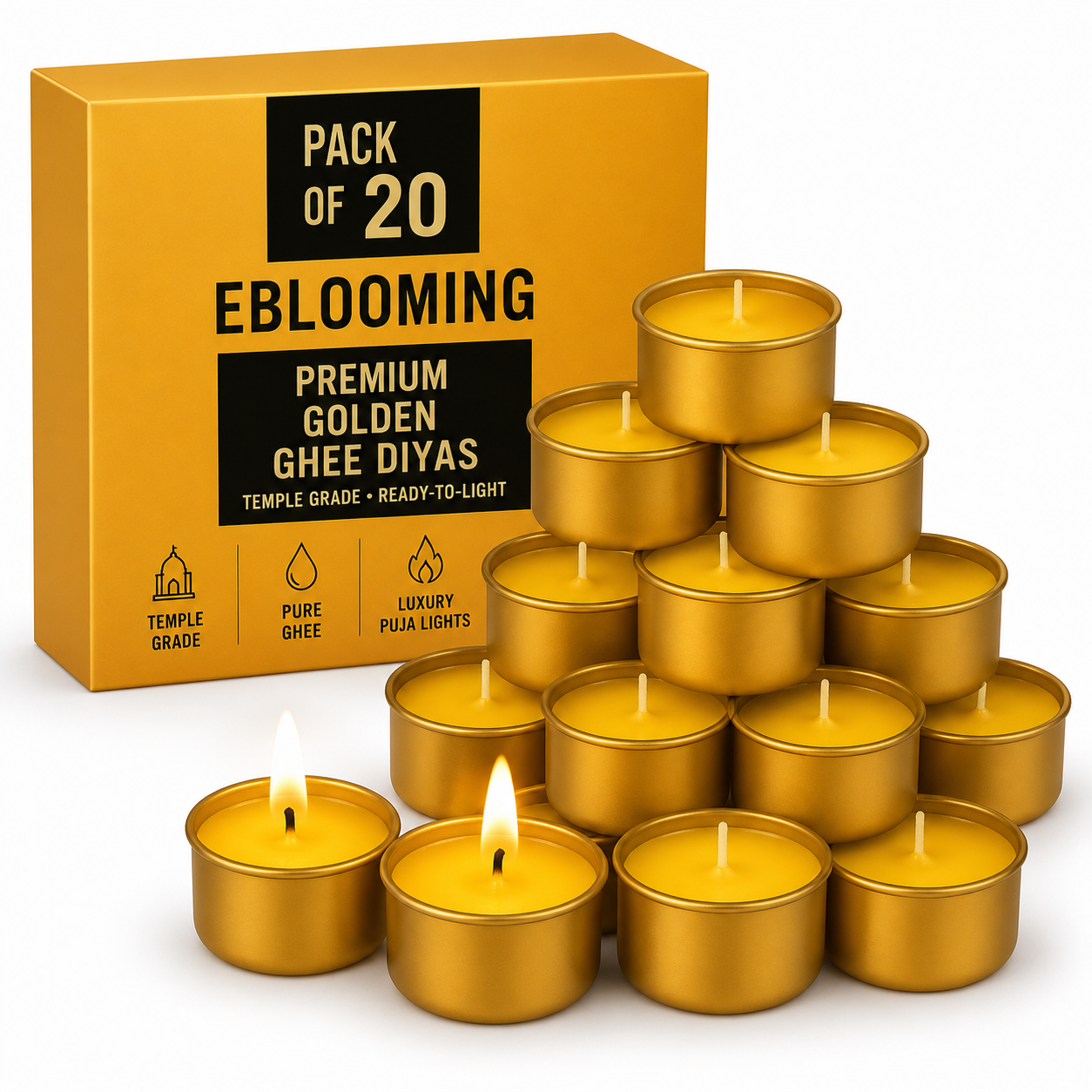 Premium Golden Ghee Diyas