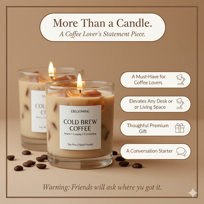 Cold Brew Coffee Candle, Iced Latte Style, Soy Wax, 460g