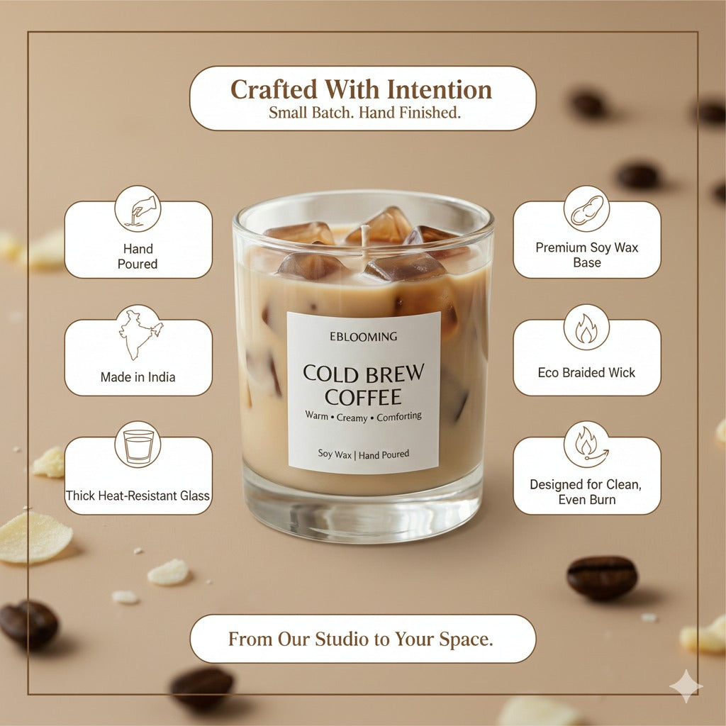 Cold Brew Coffee Candle, Iced Latte Style, Soy Wax, 460g
