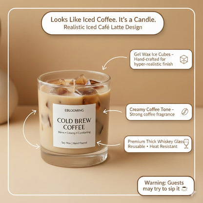 Cold Brew Coffee Candle, Iced Latte Style, Soy Wax, 460g