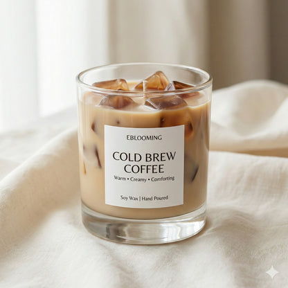 Cold Brew Coffee Candle, Iced Latte Style, Soy Wax, 460g