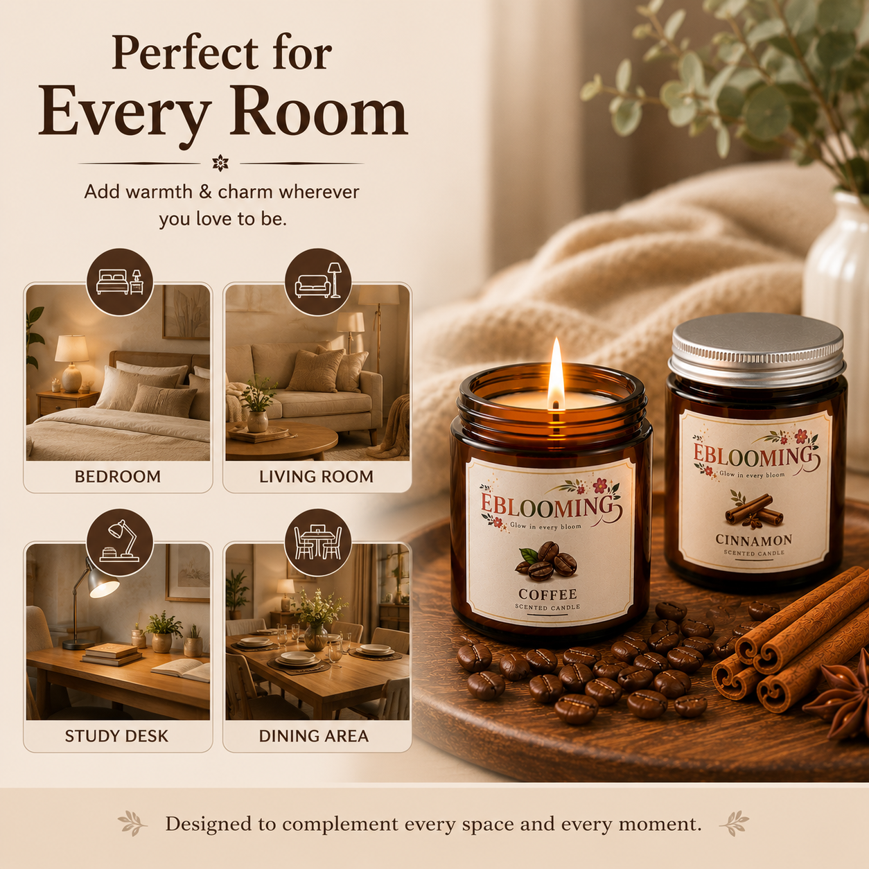 Coffee & Cinnamon Scented Candles Pack of 2